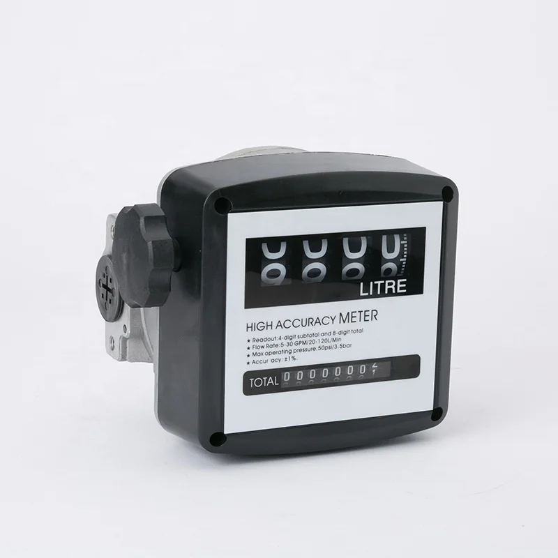 4-Digit Mechanical Flow Meter for Fuel Petrol Oil Diesel Gasoline Gallon & Liter Counter-OEM Customizable