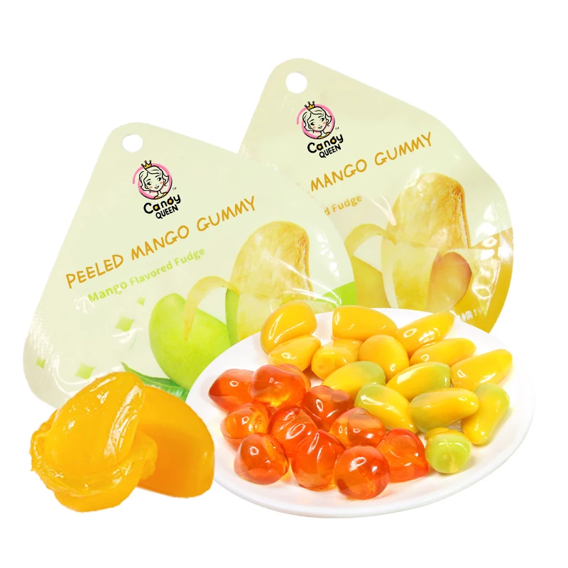 Factory Direct Sale Halal/kosher Certification 4D mango Peeled Gummy Jelly Soft Candy Bonbons