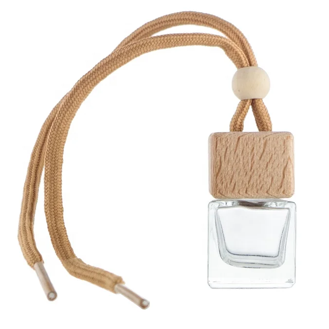5ml 8ml Empty Square Shaped Diffuser Bottle Wooden Car Perfume Bottles Hanging Car Air Freshener for Car Diffuser Use