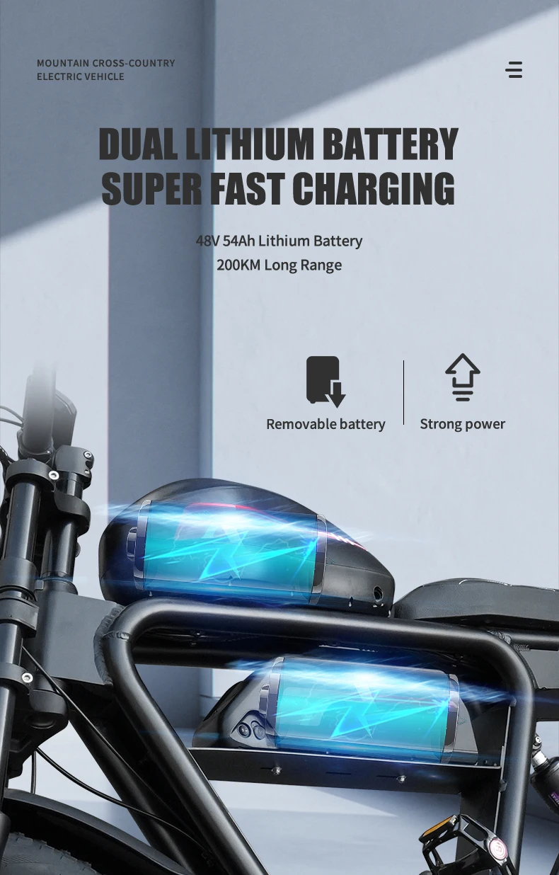 YEASION bici elettrica 1000w 52v doppia batteria a lungo ... - Alibaba