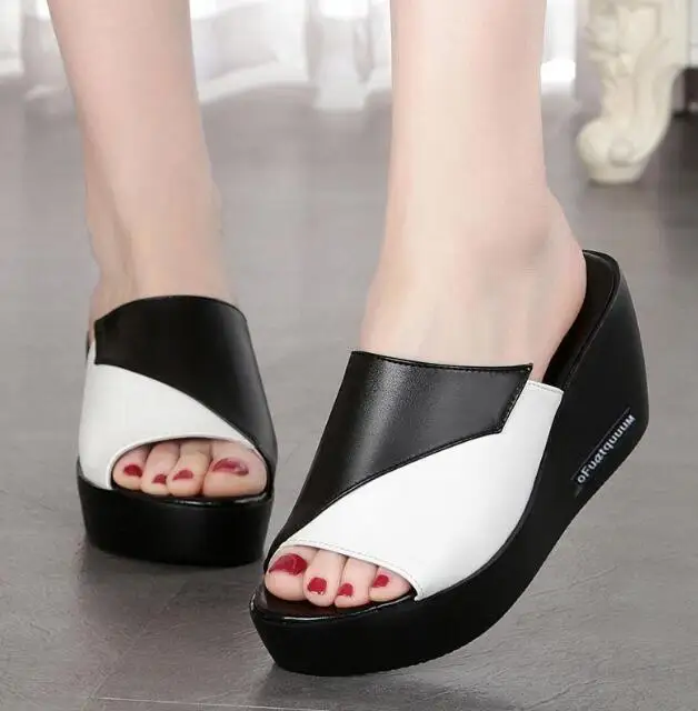 Factory Price New Summer High-heeled Thick-soled Flip-flops Wedges ...