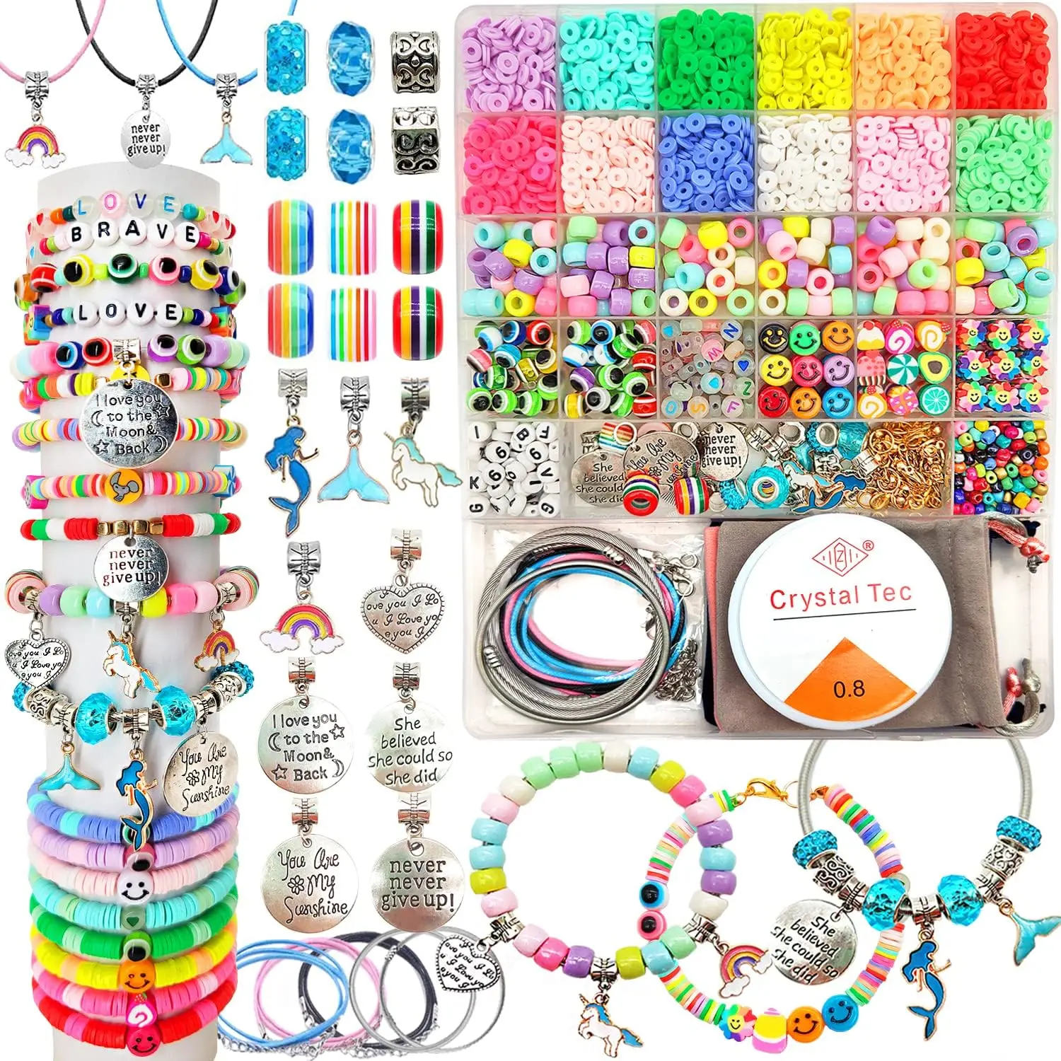 Toys Bracelet Making Kit -3100pcs Beads for Charm Jewelry Making Kit Supplies DIY Arts Halloween and Christmas Party