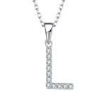 Pendant Customized Wholesale Rhodium Plated Women 925 Sterling Silver Gifts L Shape Alphabet Letter Initial Pendant Zircon Individual