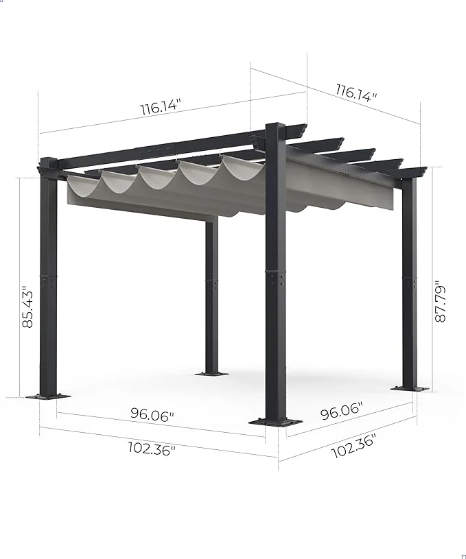 Hangzhou Minglei waterproof pergola aluminum profile for pergola electric bioclimatica arches arbours pergolas