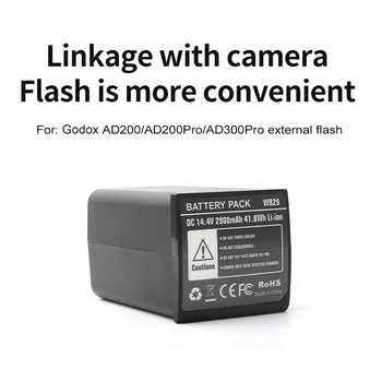 WB29 WB-29 14.4V 2900mAh Battery for AD200 AD200pro TTL 2.4G X System All-in-One Powerful Outdoor Flash product image