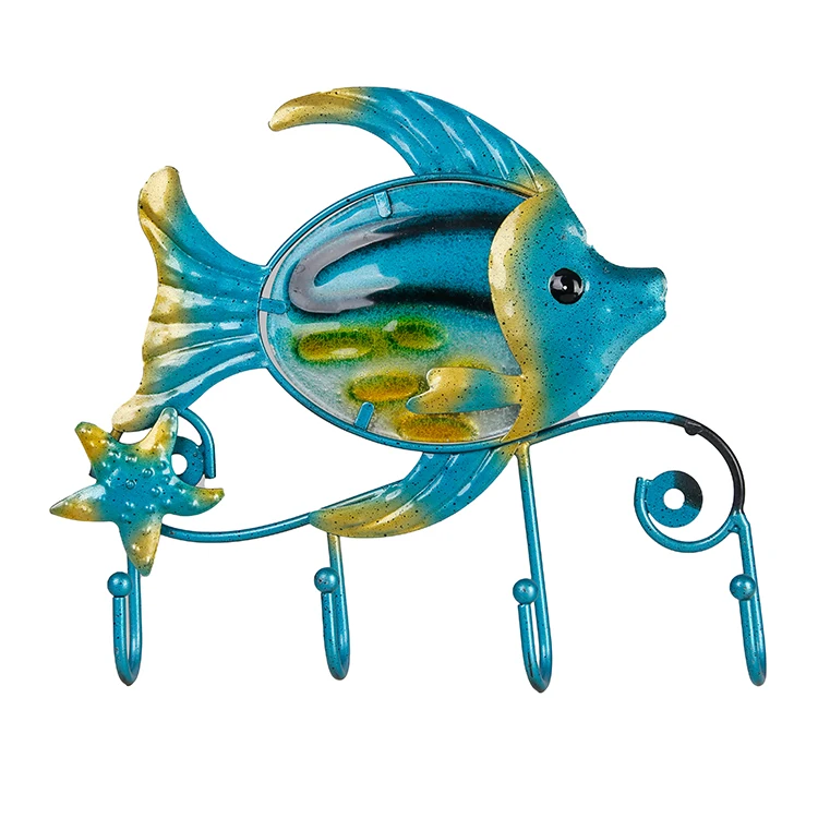 Metal Fish Wall Art Ocean Theme Wall Hanging Sculpture Fish Wall Artfor Pool, Patio, Bedroom, Living Room Blue