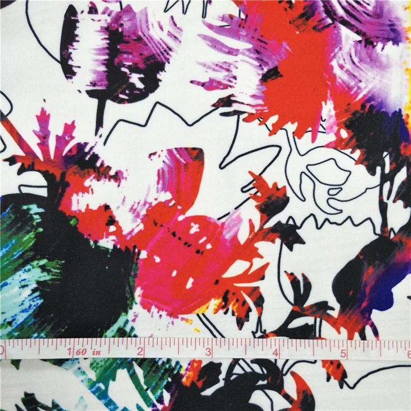 Шелковая сатиновая шифоновая ткань с цифровым принтом для женского платья, шарфа, хиджаба