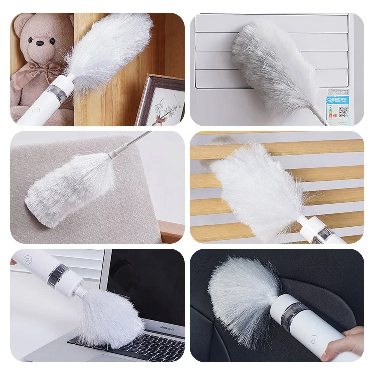 Electric Dust Brush Spin Duster Adjustable Feather Dust Brush Vacuum  Cleaner Blinds Window Cleaning Tool Instant Duster Pro