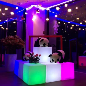 Modern LED Square Stool Waterproof Cube Bar PE Floor Lamp with IP65 for Outdoor Garden Indoor Exhibition Lawn Featuring E27 Base