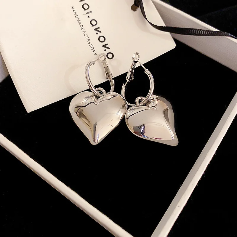 S925 Silver Needle Y2K Love C-Shaped Earrings Trendy Durable