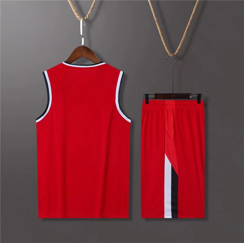  Pullonsy Men's Black/Red Blank Basketball Jersey Mesh