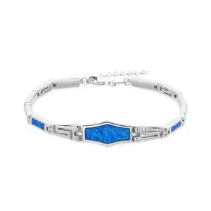 Elegant 925 Sterling Silver Crown Fire Opal Charm Bracelet Rhodium Plated Cute Style for Engagement Party Gift