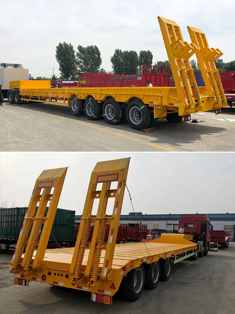 Ton Lowbed Semi Trailer Low Price Factory Heavy Duty Excavator