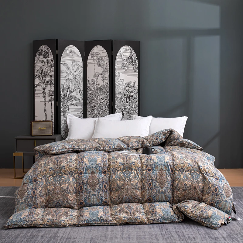 Lujoso edredón mullido y gordo, edredón de fibra de ganso blanco