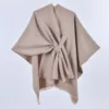 Solid tassel strap shawl coffee - 130x150cm