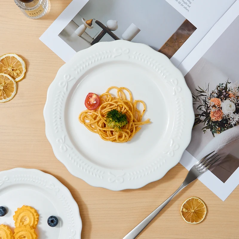 Elegant Embossed Porcelain Tableware Sets for Weddings Parties Hotels Durable Dishwasher/microwave Safe Customized Wholesale