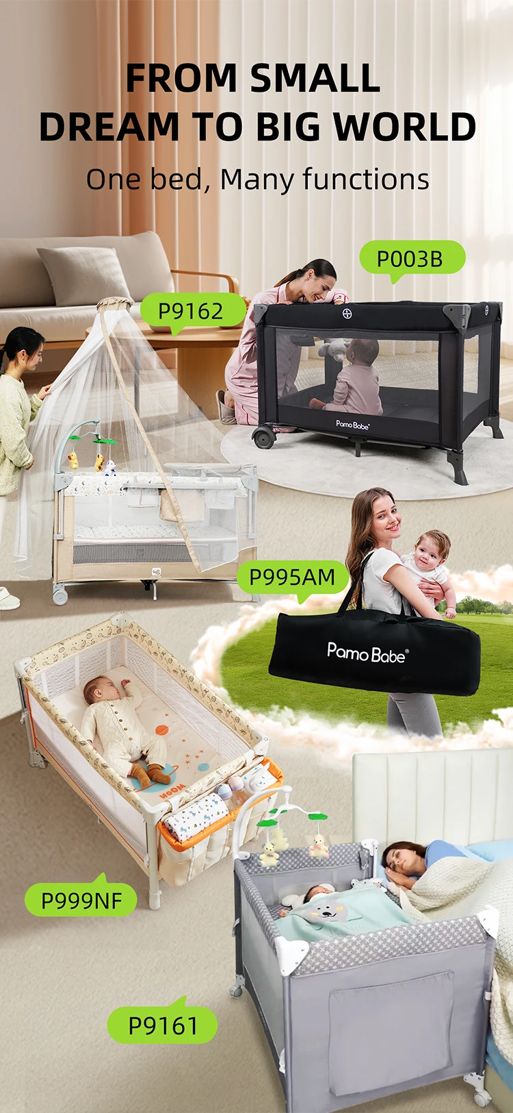 P961XL01 Cool Baby Multi-functional Portable Baby Bed With Mosquito Net and Folding System supplier