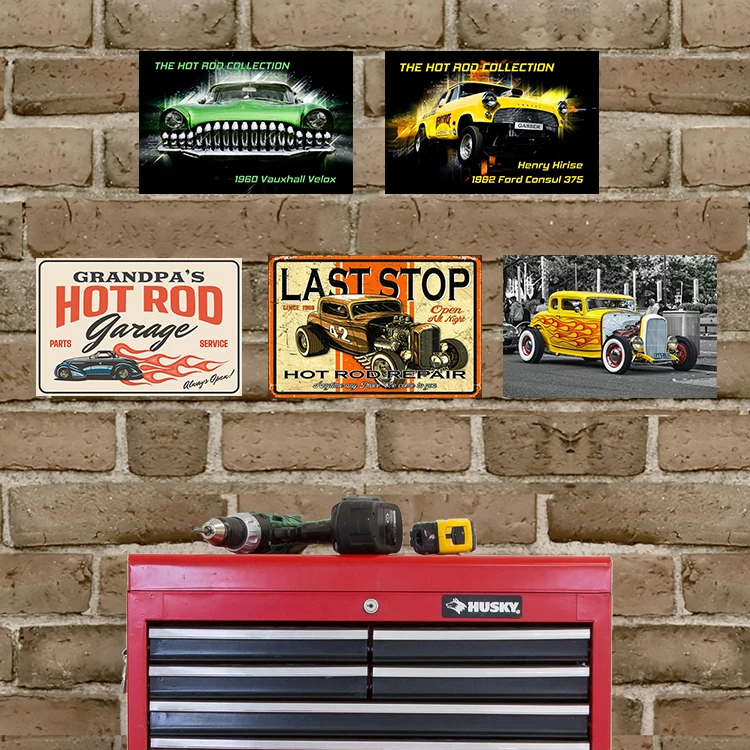 HOT ROD GARAGE SPEED SHOP METAL SIGN 12x8