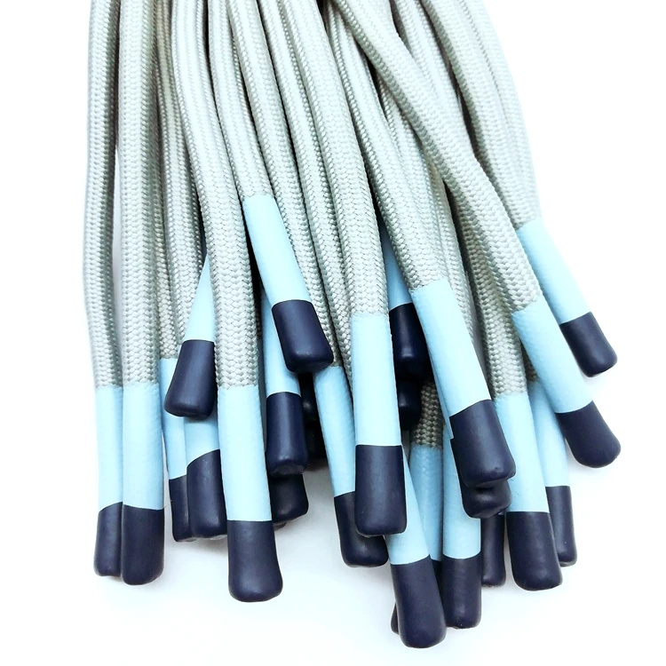 Custom Drawstring Cord Round Drawcord Hoodie Strings with Double Color Silicone Dipped Ends