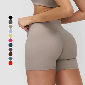 In Stock Women's High-Waist Yoga Shorts Breathable Quick Dry Peach Hip Elastic Comfortable Naked Feeling Sports Fitness Shorts