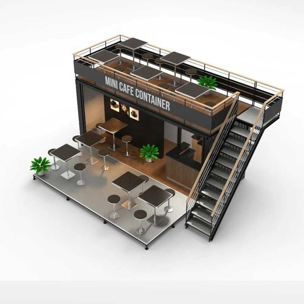 Prefabricated Foldable Cafe Container Coffee Shop 20FT Container Restaurant Luxury Shipping Container Bar