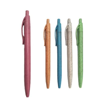 Natural Wheat Straw 100% Biodegradable Click Slim Ballpoint Pens Promotional Low Price Eco Friendly Pen