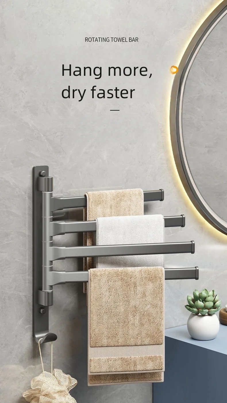 Modern Wall Swivel Multiple Layers Bathroom Space Aluminum Portable