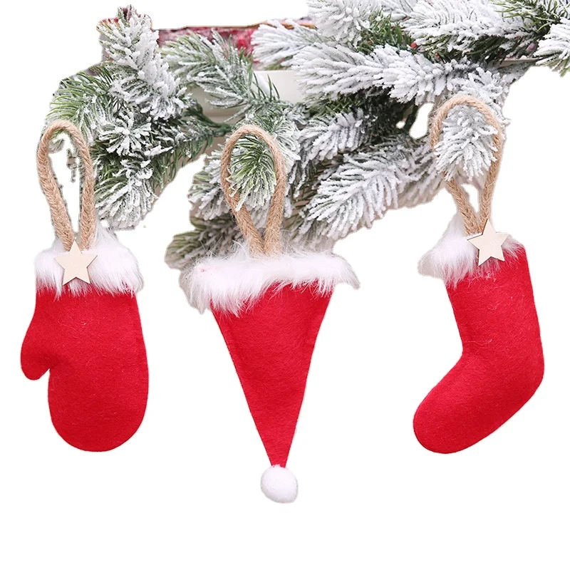 Factory Direct Wholesale Felt Tree Santa Claus Boot Glove Sock Gift hang Tags With Custom Label