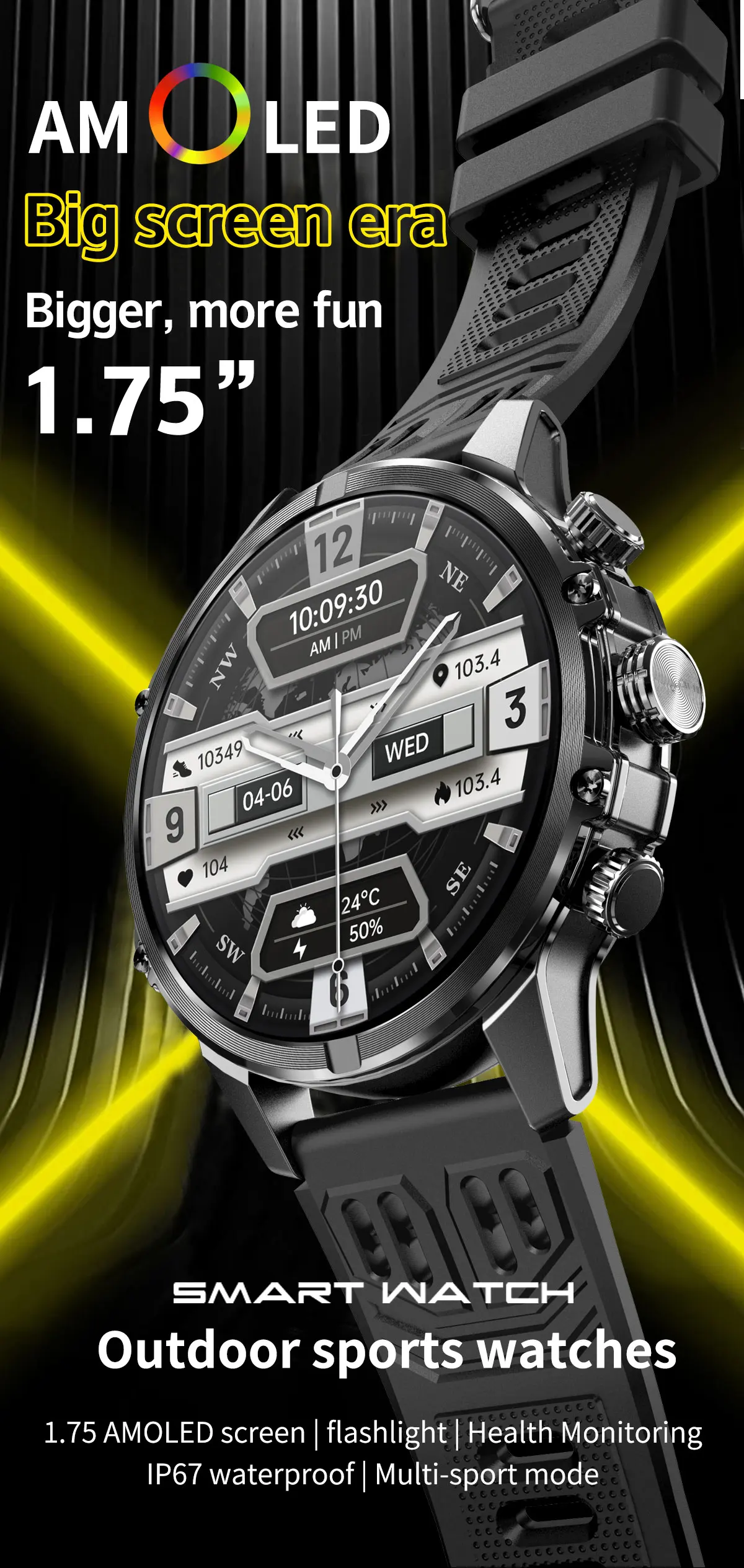 Welcome OEM Order, Factory Whole Selling Cf53 Smart Watch 1.75inch Amoled Heart Rate Bt Calling Heart Rate Blood Oxygen Men Outdoor Sports Smartwatch With Flashlight - Buy 2025 Smart Watch With Flashlight smart Watch Amoled outdoor Sports Smartwatch With Flashlight Smart Watch With Heart Rate Monitor