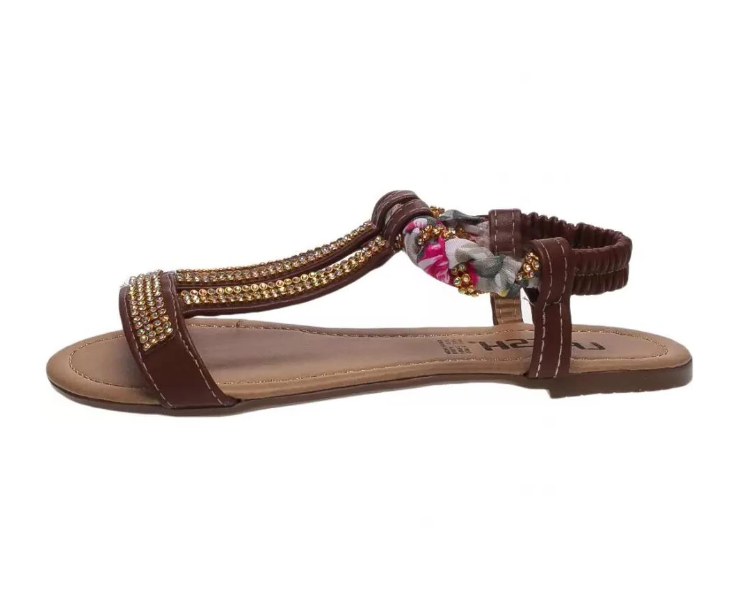 new latest fashion customized open toe women T-strap sandals ladies summer flat sandals