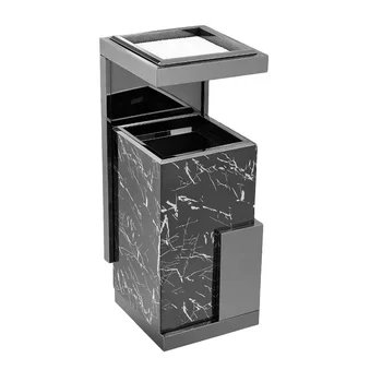 Outdoor marble trash can hotel lobby hotel trash can with ashtray stainless steel vertical peel bin