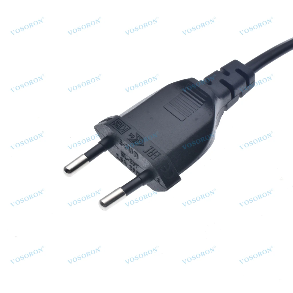 VDE Approved European EU 2 Core Power Cable IEC C7 Female Right Angle Electric Wire Extension Cord