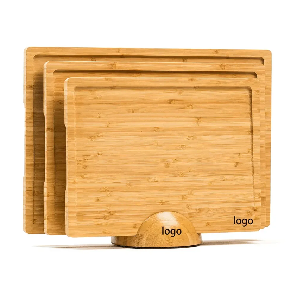 Bamboo Cutting Board Set Wood Cutting Board Set With Holder,Large Wooden Cutting Boards For