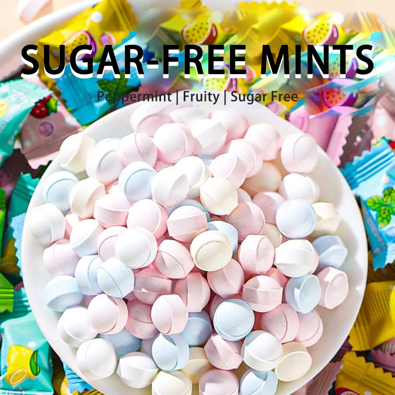 Sugar-Free Mint & Fruit Flavored Candy Cool & Fresh Breath Small Snacks in Bulk New Year's Goods Wholesale Sweets in Bags
