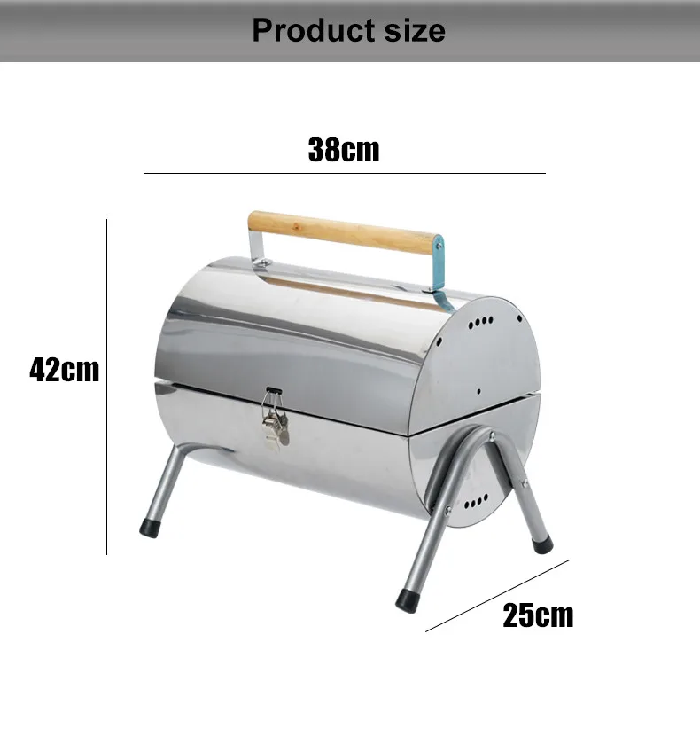 Details about   Stainless Steel Folding Portable Charcoal Barbecue BBQ Grill Backyard Cooker 