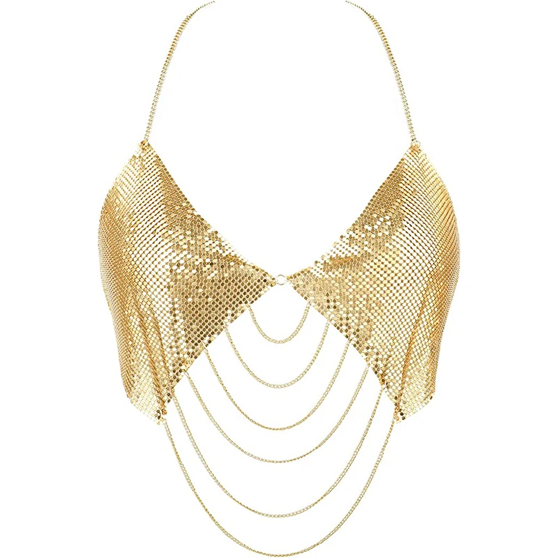gold metal bralette