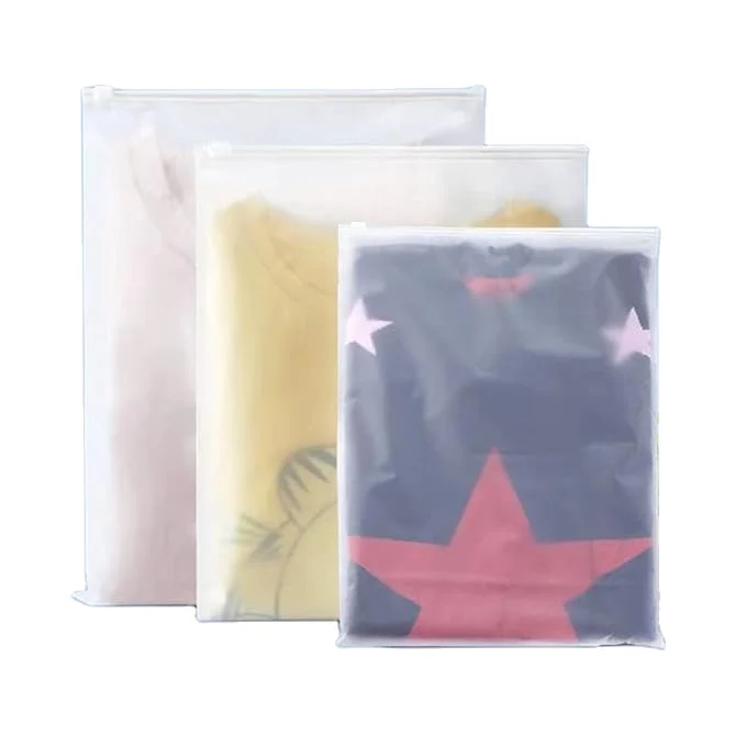 Custom Printed Logo T Shirt Plastic Zip Lock Bag Resealable Matte Frosted Zipper Bags for Clothing Packaging