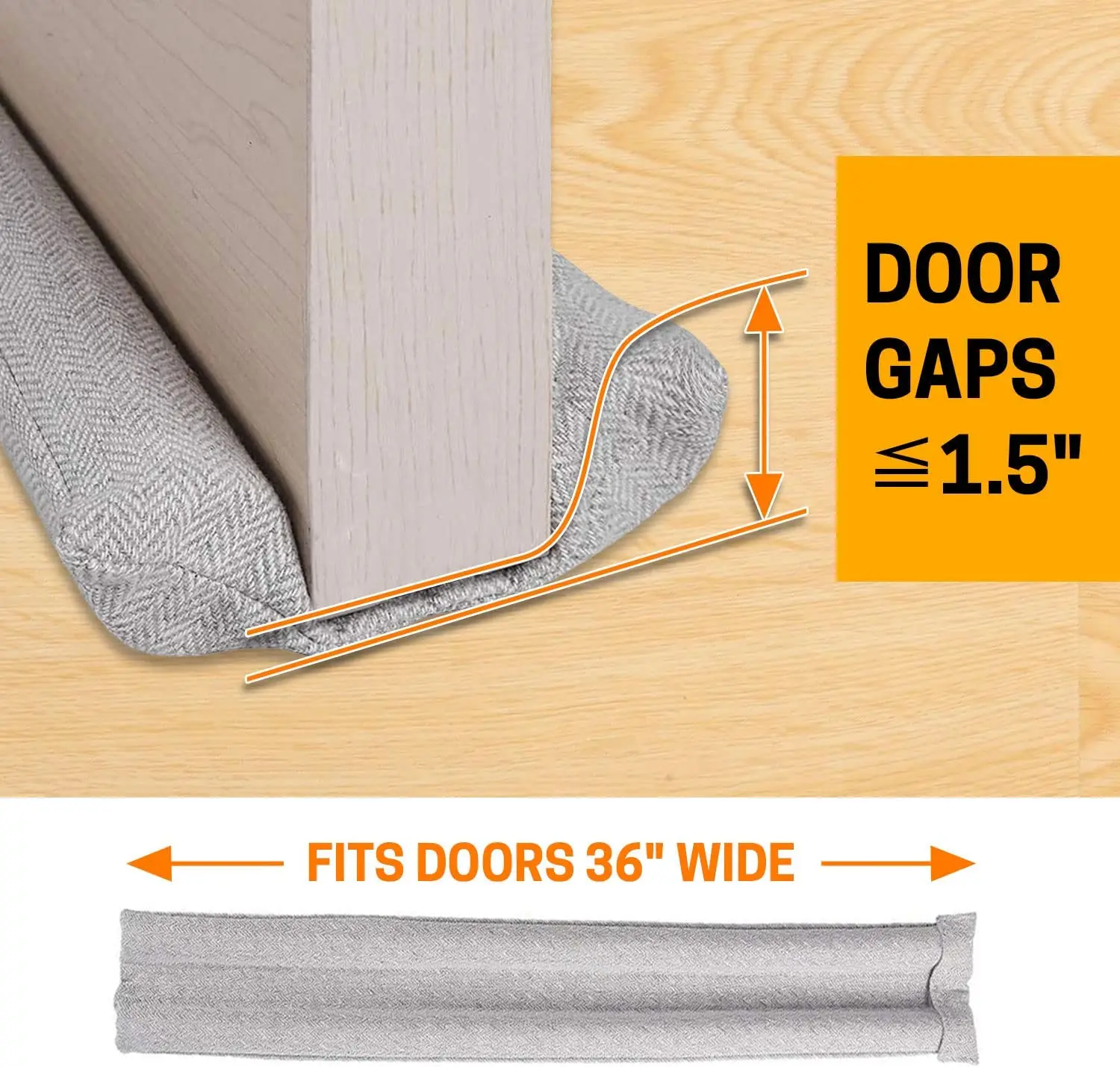 Grey 36 Inch Under Door Draft Stoppertwin Door Draft Blocker Guard