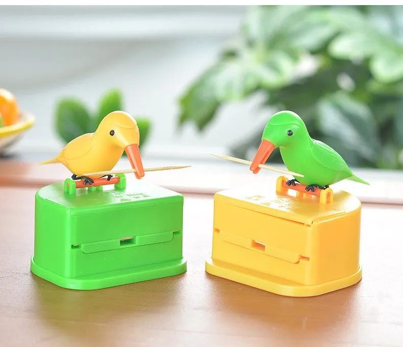 Automatic Press Toothpick Dispenser Small Bird Toothpick Container