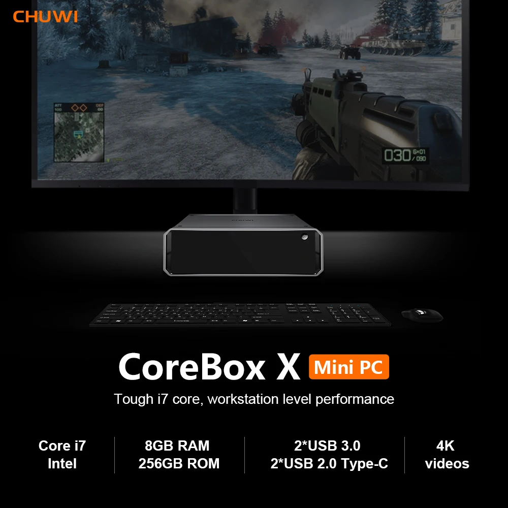 CHUWI CoreBox X Intel Core i7-6560U 4K Mini PC 8GB + 256G M.2 SSD