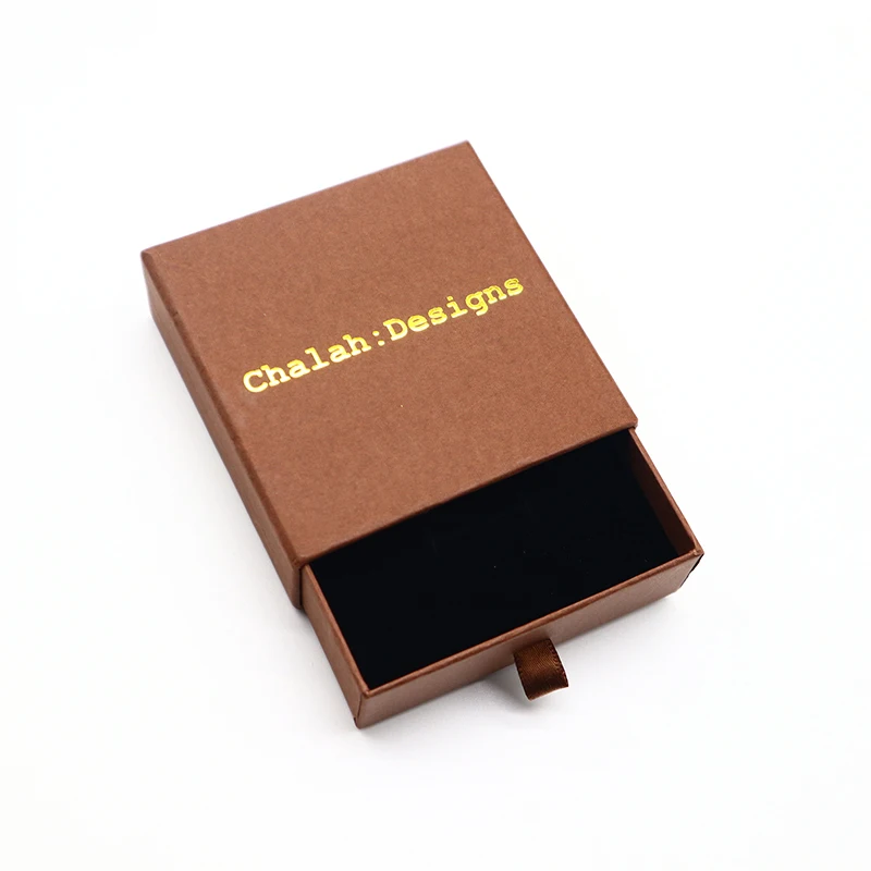 Brown Personalized Jewelry Gift Boxes Packaging With Golden Logo