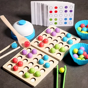 Preschool Learning Montessori Toys Educational Matching Toy Clip Beads Puzzle Board Game Wooden Color Sorting Game CPC CE EN71