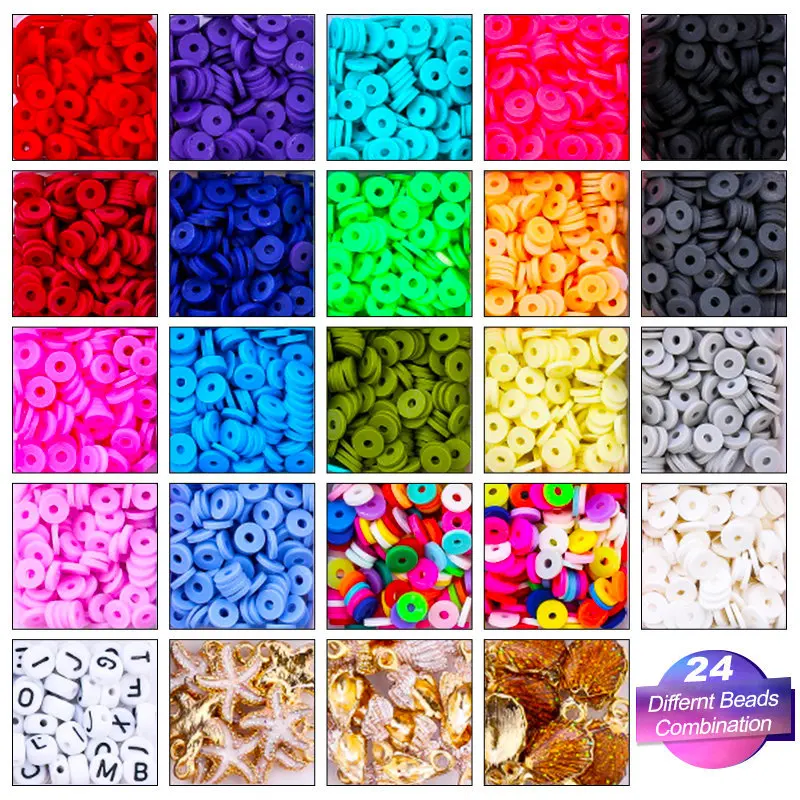 Summer Colorful Heishi Polymer Clay Bead Set For Kids Diy Jewelry