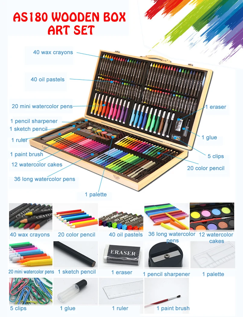POPYOLA Art Supplies, 180 Piece Drawing Painting Art Kit with