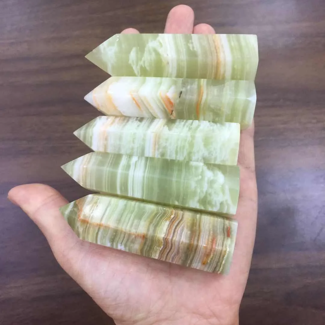 wholesale natural crystal healing pistachio calcite point wand