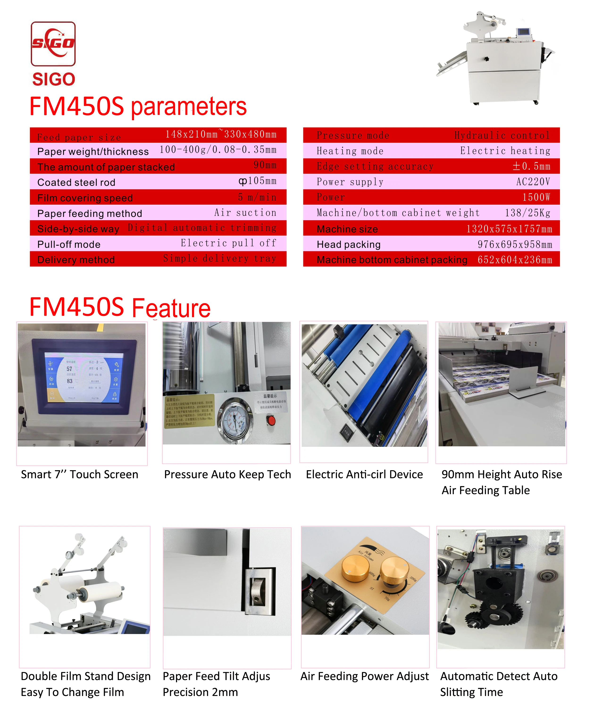 FM450S Sheet To Sheet Automatic Paper Feeding Auto Sleeking Cutting Paper Laminating Lamination Machine