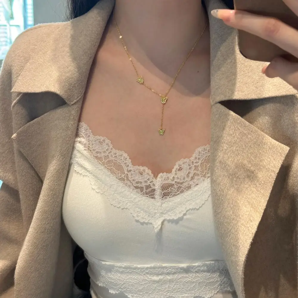 KAKODIY new 925 sterling silver jewelry gold-plated tassel butterfly forest necklace for women detail 9