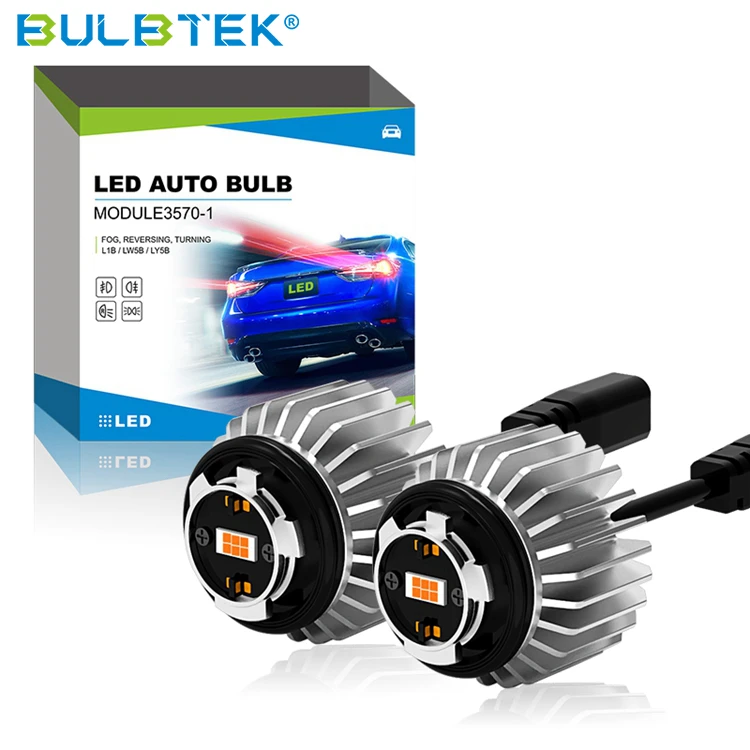 BULBTEK Fanless LED LY5B Turning Light Bulb High Bright 1850 LM Amber Turn Light Driver Inside Auto LED Bulb Car Turning Lamp