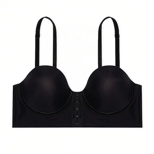 Wholesale Solid Black Color Women's Sexy Front Buckle Push up Bra