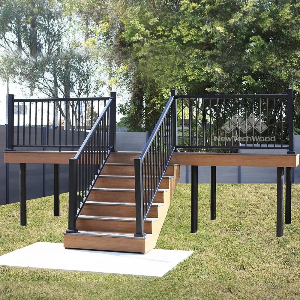 2024Outdoor Black Metal  Aluminum Railing  Deck Railing System Aluminum Rail Kit Balcony Aluminium Railing Factory customization factory